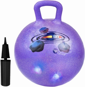 Flybar Hopper Ball for Kids - Bouncy Ball with Handle Durable Bouncy Balls, Kangaroo Ball, Exercise Ball, Indoor and Outdoor Toy, Pump Included, Toddler Toys for Boys and Girls, Ages 3 and Up (Rocket)