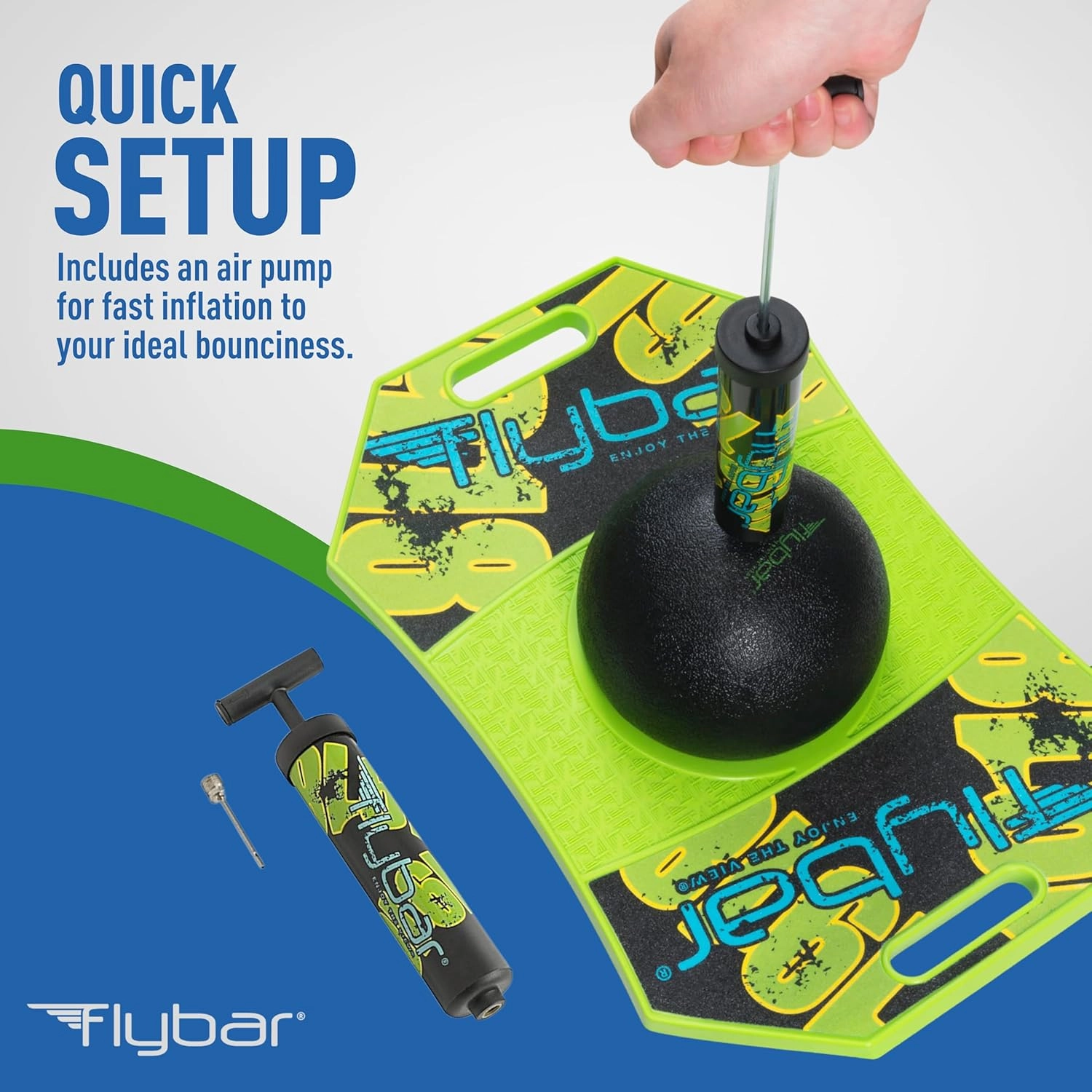 Flybar Pogo Trick Ball for Kids, Bounce Board for Boys and Girls Ages 6 , Up to 160 lbs, Includes Pump, Easy to Carry Handle, Durable Plastic Deck Indoor, Outdoor Toy Pogo Jumper,