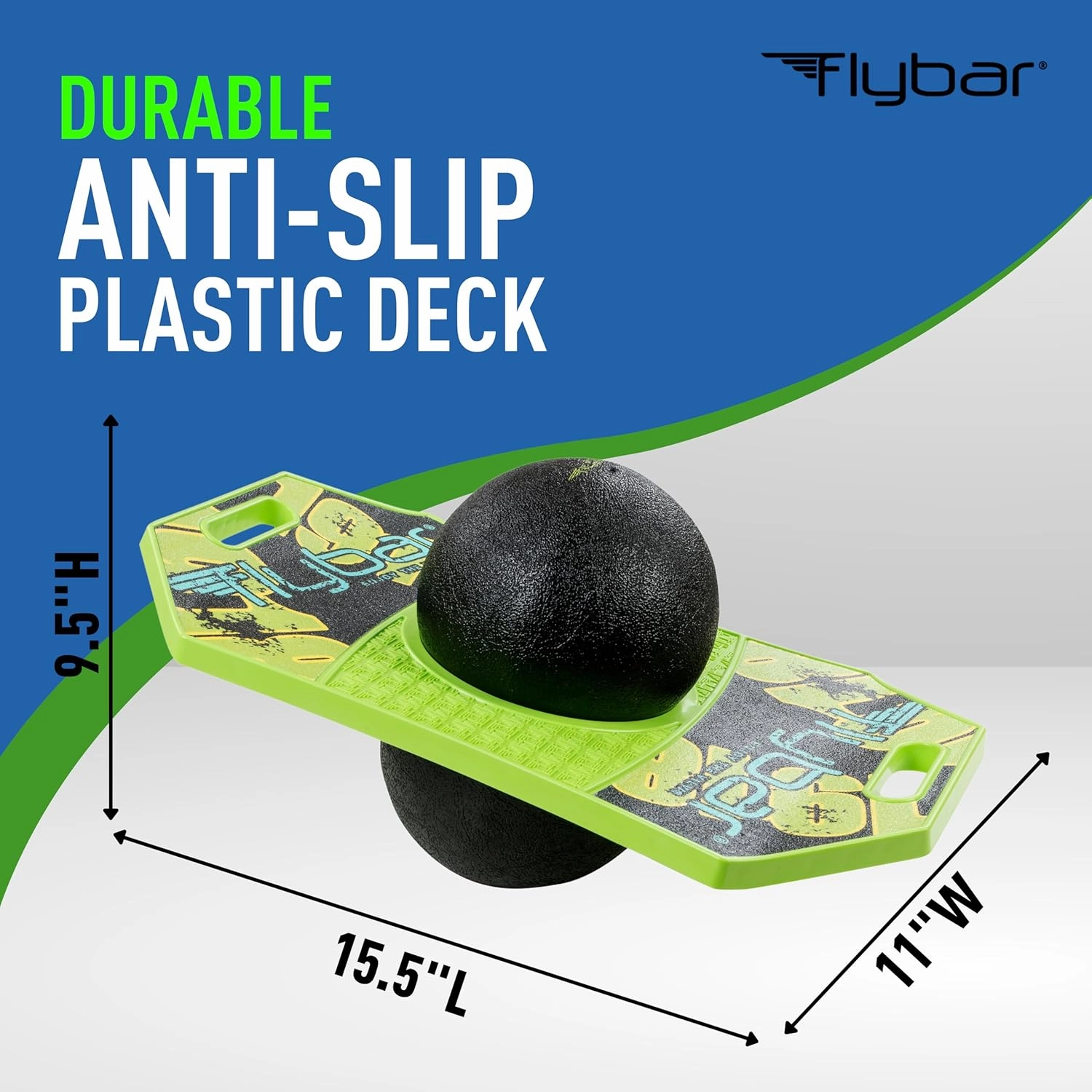 Flybar Pogo Trick Ball for Kids, Bounce Board for Boys and Girls Ages 6 , Up to 160 lbs, Includes Pump, Easy to Carry Handle, Durable Plastic Deck Indoor, Outdoor Toy Pogo Jumper,