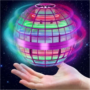 Flying Orb Ball Toys with LED Lights, Cosmic Globe Hover Ball Boomerang Fidget Spinner Outdoor Toy Coolest Birthday Gifts for 8 9 10 11 12  Year Old Boys Girls Teens (Purple)
