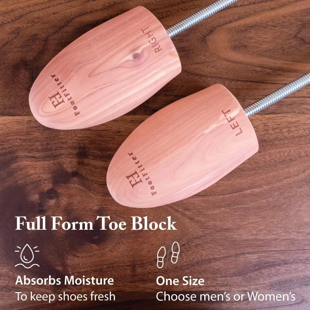 FootFitter Travel Cedar Shoe Tree - Natural Wood Shoe Shapers for Men & Women, Made From USA Grown Cedar Wood