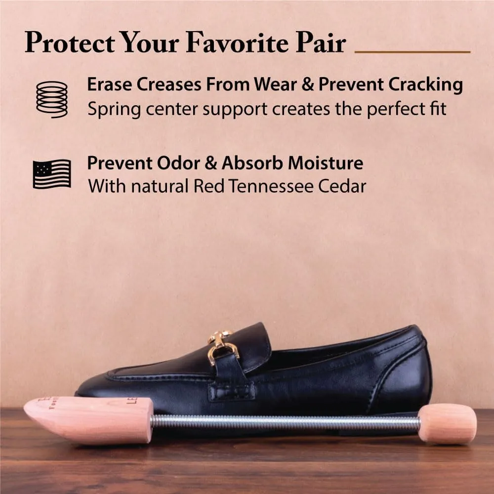 FootFitter Travel Cedar Shoe Tree - Natural Wood Shoe Shapers for Men & Women, Made From USA Grown Cedar Wood