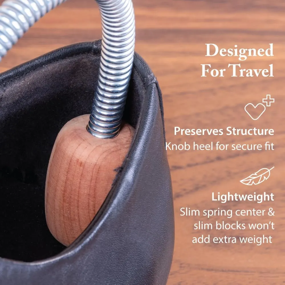FootFitter Travel Cedar Shoe Tree - Natural Wood Shoe Shapers for Men & Women, Made From USA Grown Cedar Wood