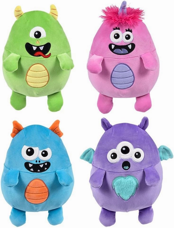 Forest & Twelfth Set of 4 Cute Squishy Monster Toys - 8-Inch Adorable Plush Monsters for Imaginative Play, Super Soft and Cuddly 8 Inch Stuffed Animals for Kids