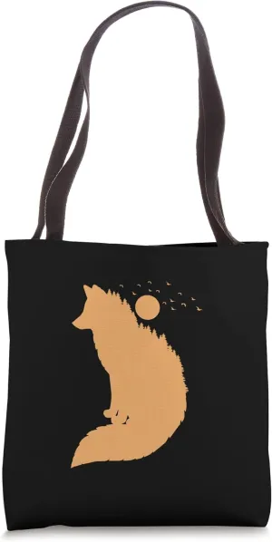 Fox in front of Moon red Fox Wild Animal Tote Bag