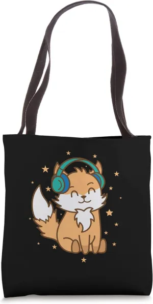 Fox listening Music Nature Animal Zoo Environment Tote Bag