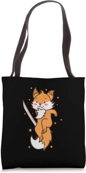 Fox with Sword funny red Fox Animal Tote Bag