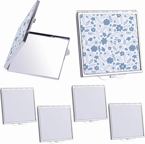 Framendino, 6 Pack Sublimation Pocket Mirror Blank Square Shape Double Sided Folding Makeup Mirrors for Women