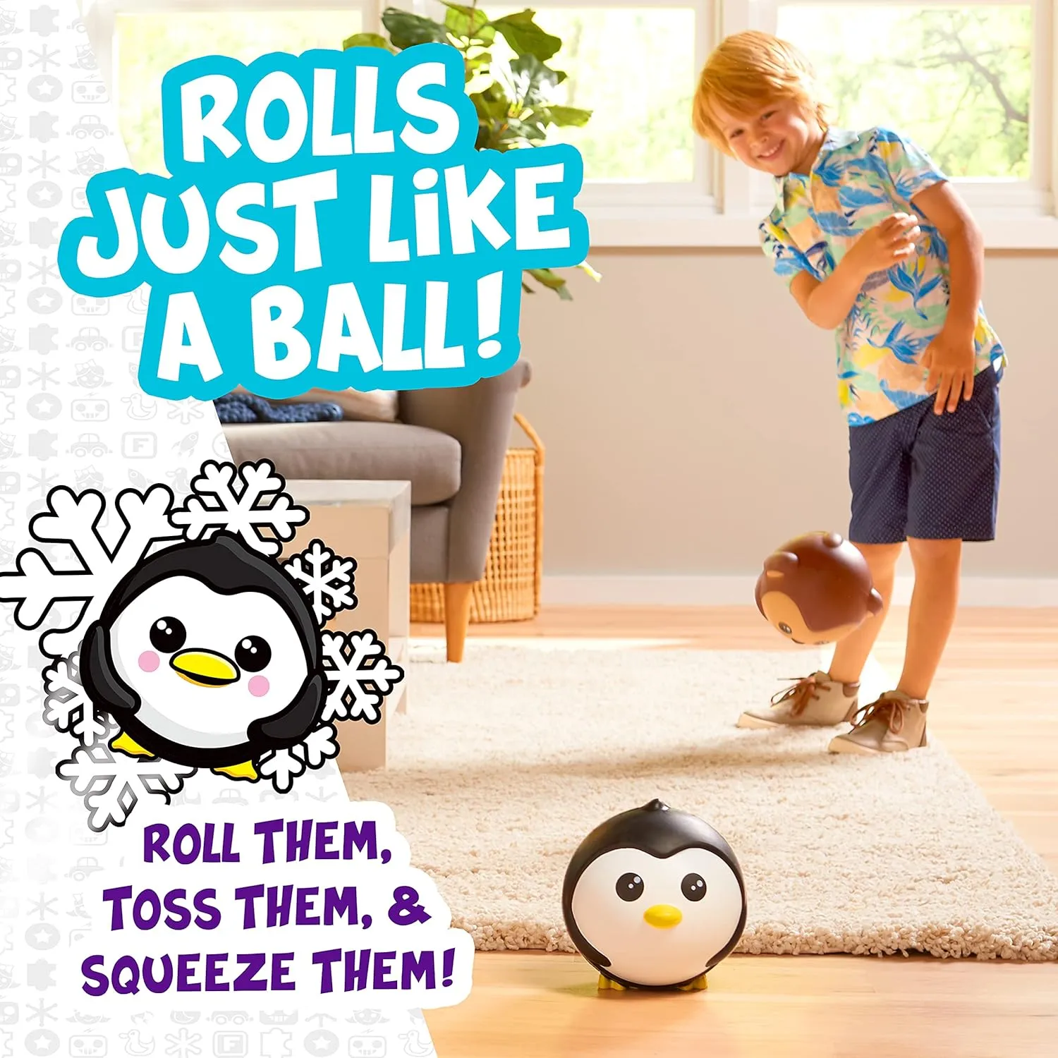 Franklin Sports Animal Ball Friends - 6in Foam Balls - Pepper Penguin - Squishy Foam Balls, Black