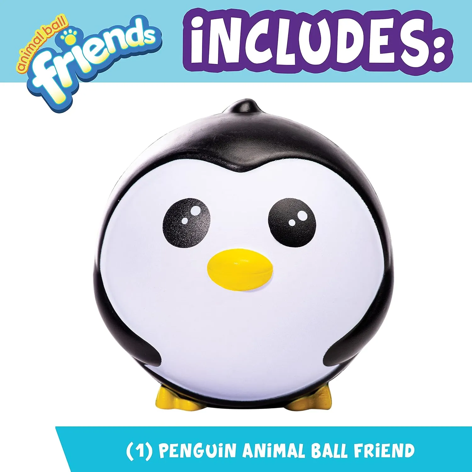 Franklin Sports Animal Ball Friends - 6in Foam Balls - Pepper Penguin - Squishy Foam Balls, Black