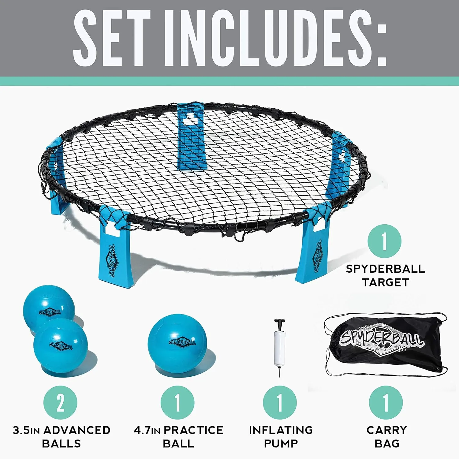 Franklin Sports Spyderball Game Set - Includes 3 Balls, Carrying Case and Rules - Played Outdoors, Indoors, Yard, Lawn, Beach - Durable Tight Net