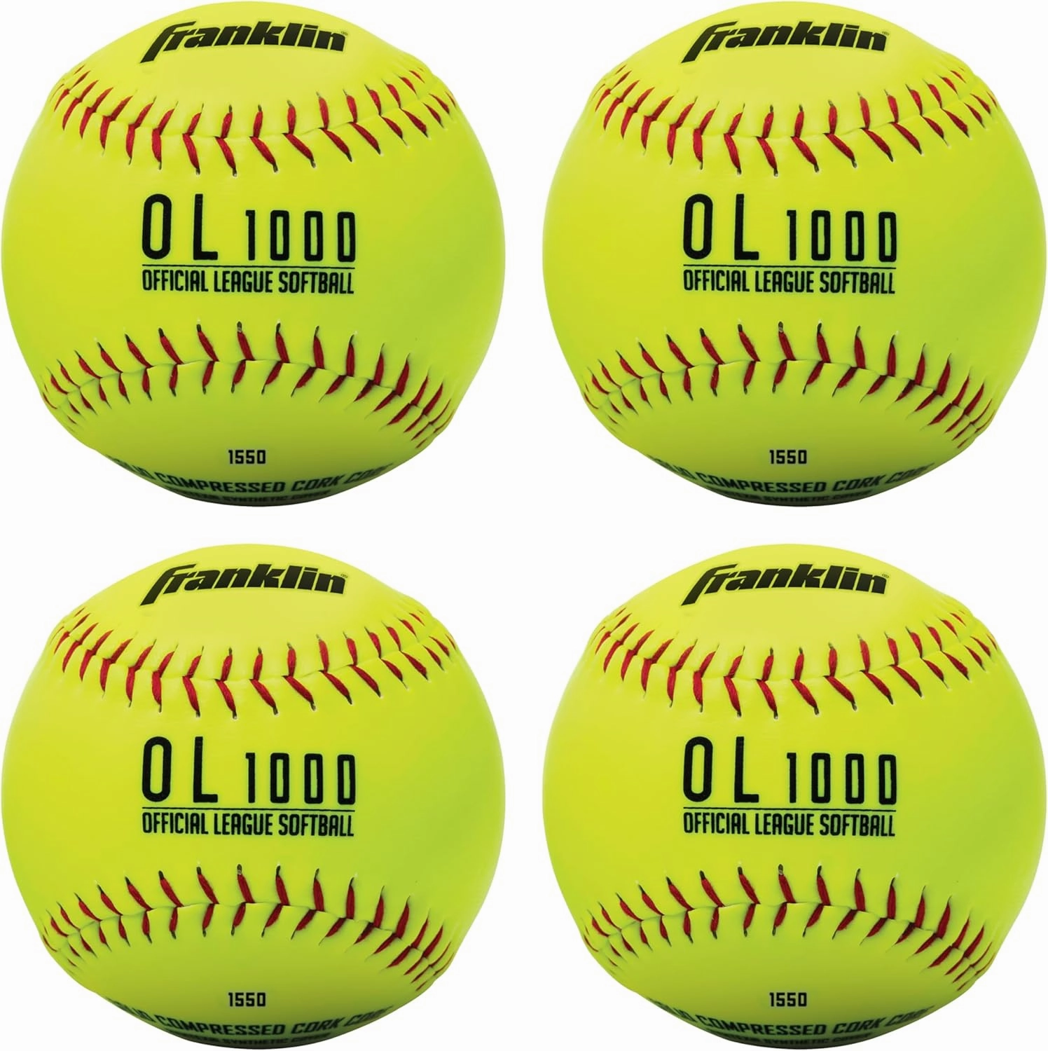 Franklin Sports Practice Softballs - OL1000 Fastpitch 12" Inch Yellow Softballs - Official Size   Weight Practice Balls for Youth   Beginner Players - 1 Pack, 4 Pack   12 Ball Bulk Packs