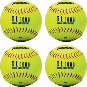 Franklin Sports Practice Softballs - OL1000 Fastpitch 12" Inch Yellow Softballs - Official Size   Weight Practice Balls for Youth   Beginner Players - 1 Pack, 4 Pack   12 Ball Bulk Packs