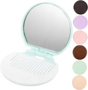 FRCOLOR 7PCS Chocolate Cookie Compact Mirror Stylish Portable Makeup Mirrors with Comb Dark Brown Light Brown Yellow Blue Green Pink Purple Cosmetic Accessory for Women