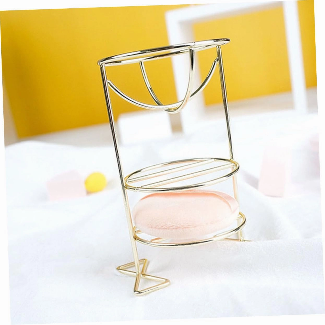 FRCOLOR 2sets Highlighter Makeup Sponge Holder Drying Stand Metal Beauty Organizer Storage Container Powder Puff Rack 2pcs*2
