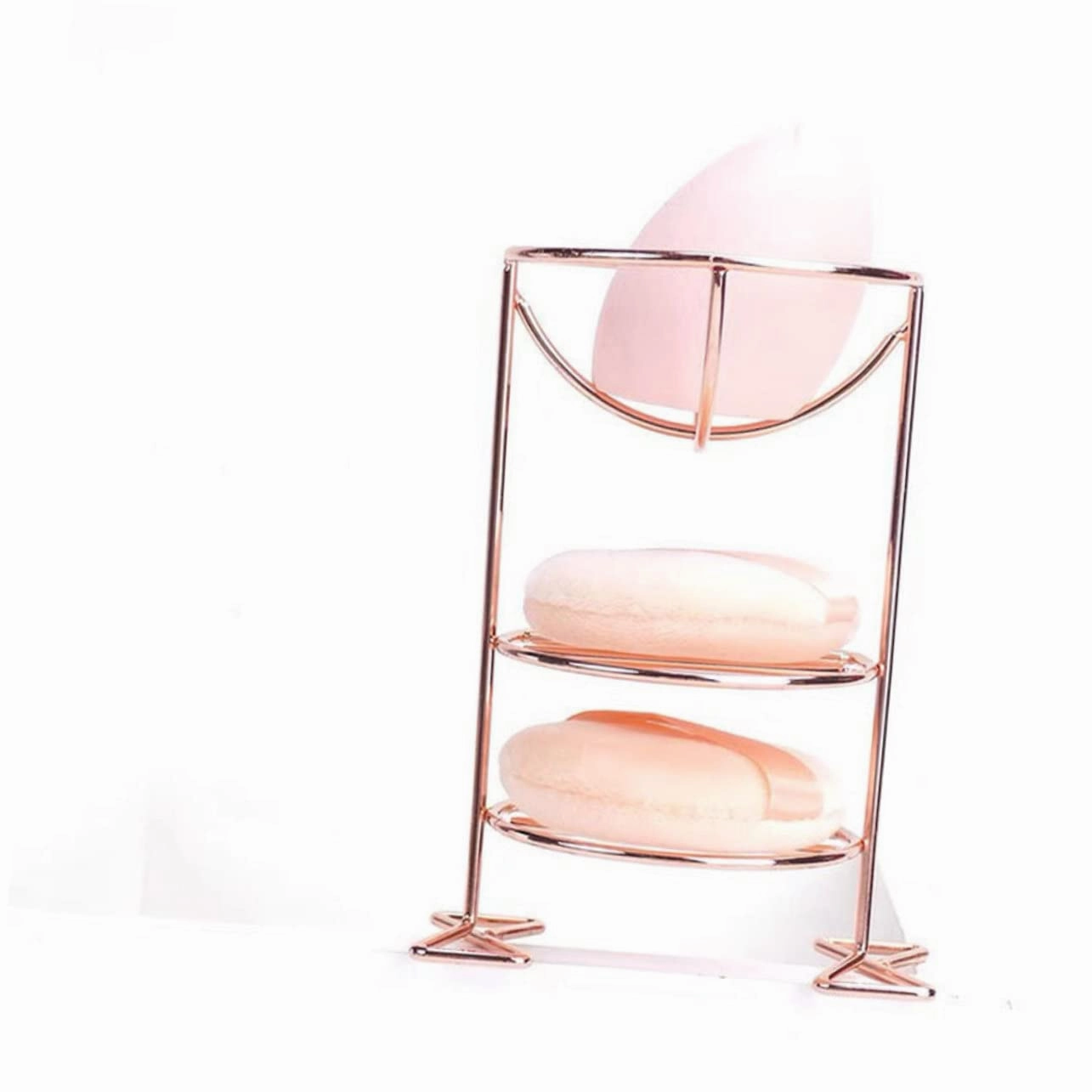 FRCOLOR 2sets Highlighter Makeup Sponge Holder Drying Stand Metal Beauty Organizer Storage Container Powder Puff Rack 2pcs*2