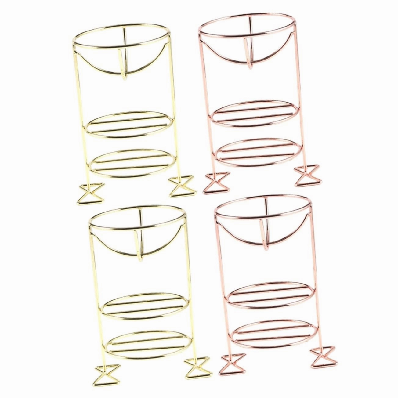FRCOLOR 2sets Highlighter Makeup Sponge Holder Drying Stand Metal Beauty Organizer Storage Container Powder Puff Rack 2pcs*2
