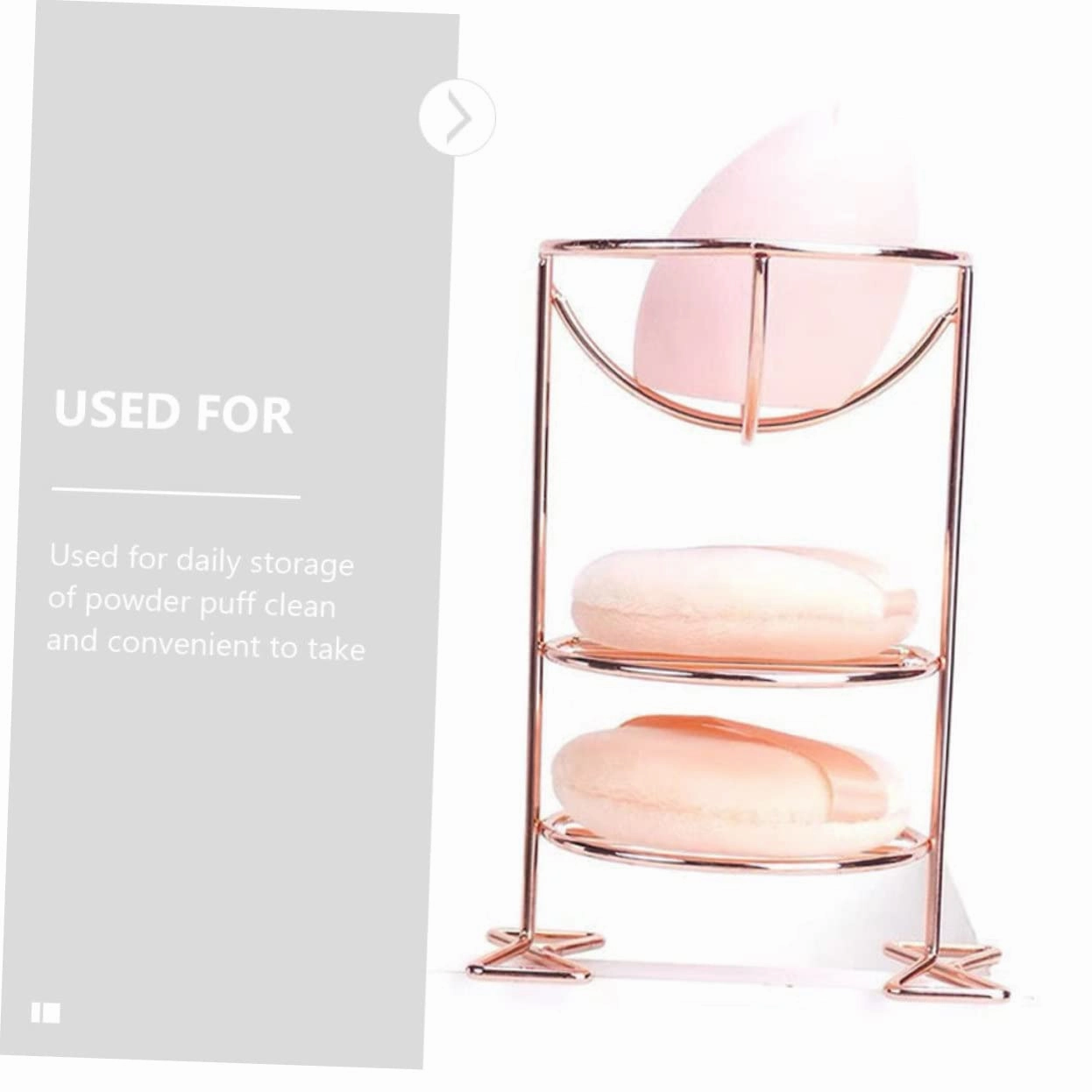 FRCOLOR 2sets Highlighter Makeup Sponge Holder Drying Stand Metal Beauty Organizer Storage Container Powder Puff Rack 2pcs*2