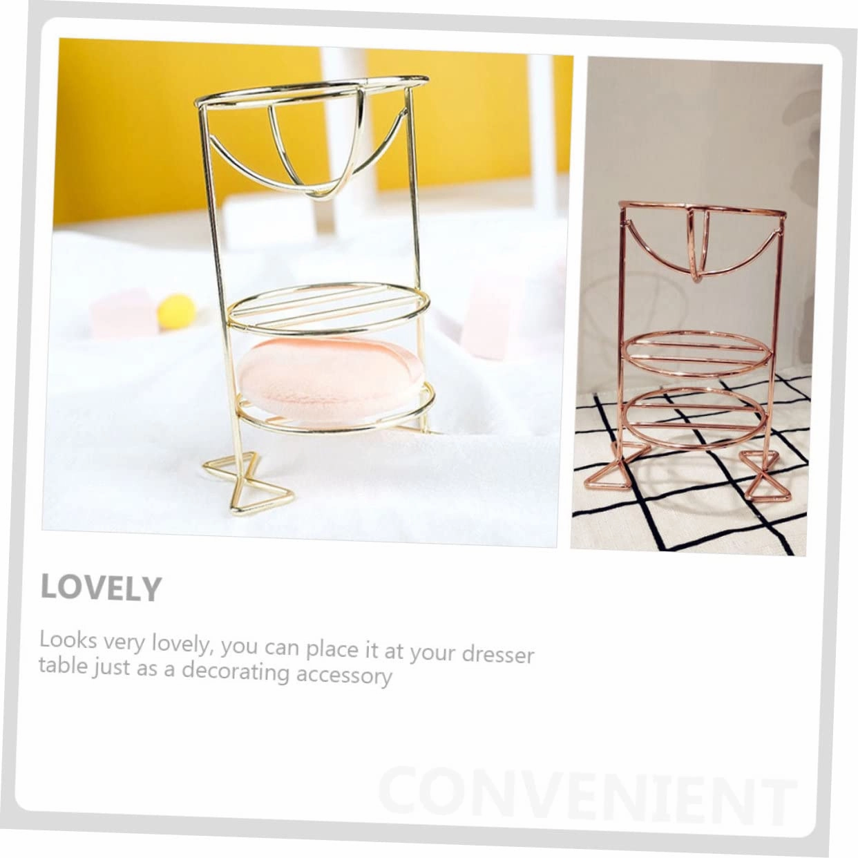 FRCOLOR 2sets Highlighter Makeup Sponge Holder Drying Stand Metal Beauty Organizer Storage Container Powder Puff Rack 2pcs*2