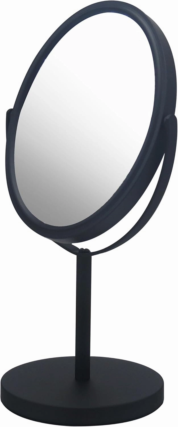 Free Standing Double Sided Tabletop Makeup Metal Vanity Mirror 1X and 3X Magnification, Oval, Swivel Mirror for Desk, Bedroom, Bathroom Matte Black Finish