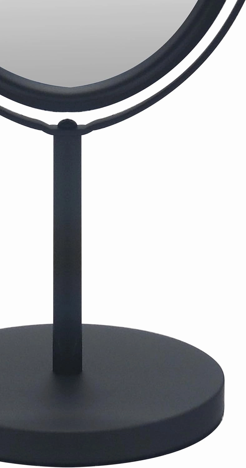Free Standing Double Sided Tabletop Makeup Metal Vanity Mirror 1X and 3X Magnification, Oval, Swivel Mirror for Desk, Bedroom, Bathroom Matte Black Finish