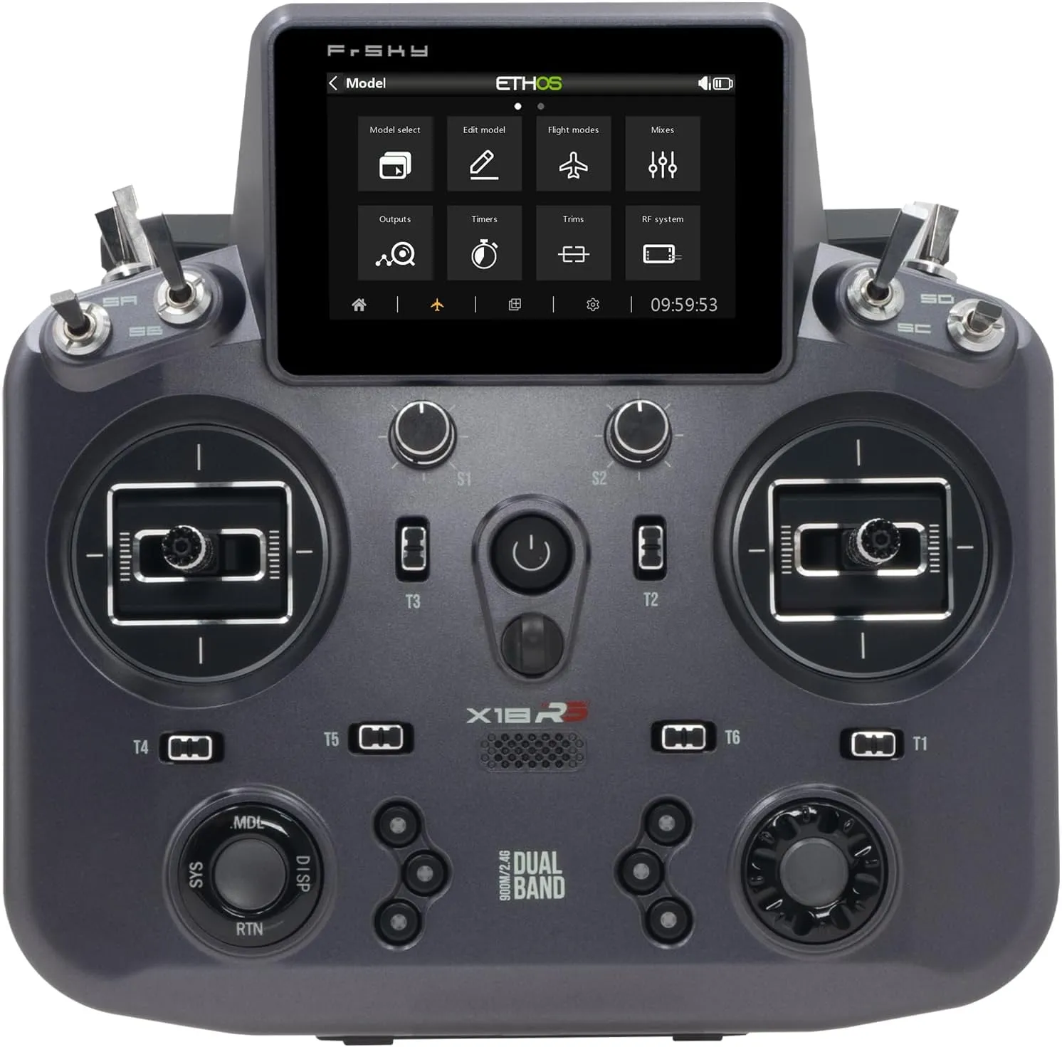 FrSky Tandem X18RS TD-ISRM RS RF Module, Dual-Band 900M/2.4G, Built-in 6-axis Gyroscope Sensor, 24CH Radio TX, Aircraft Radio for RC Helicopter, FPV Drone (Meteorite Grey (FR-03010245))