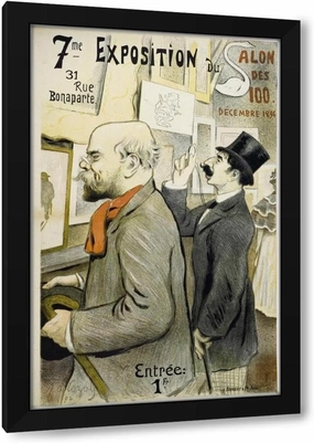 Frédéric Auguste Cazals 27x40 Extra Large Black Modern Framed Art Print Titled: 7th Exhibition of the Salon Des 100 (1894)