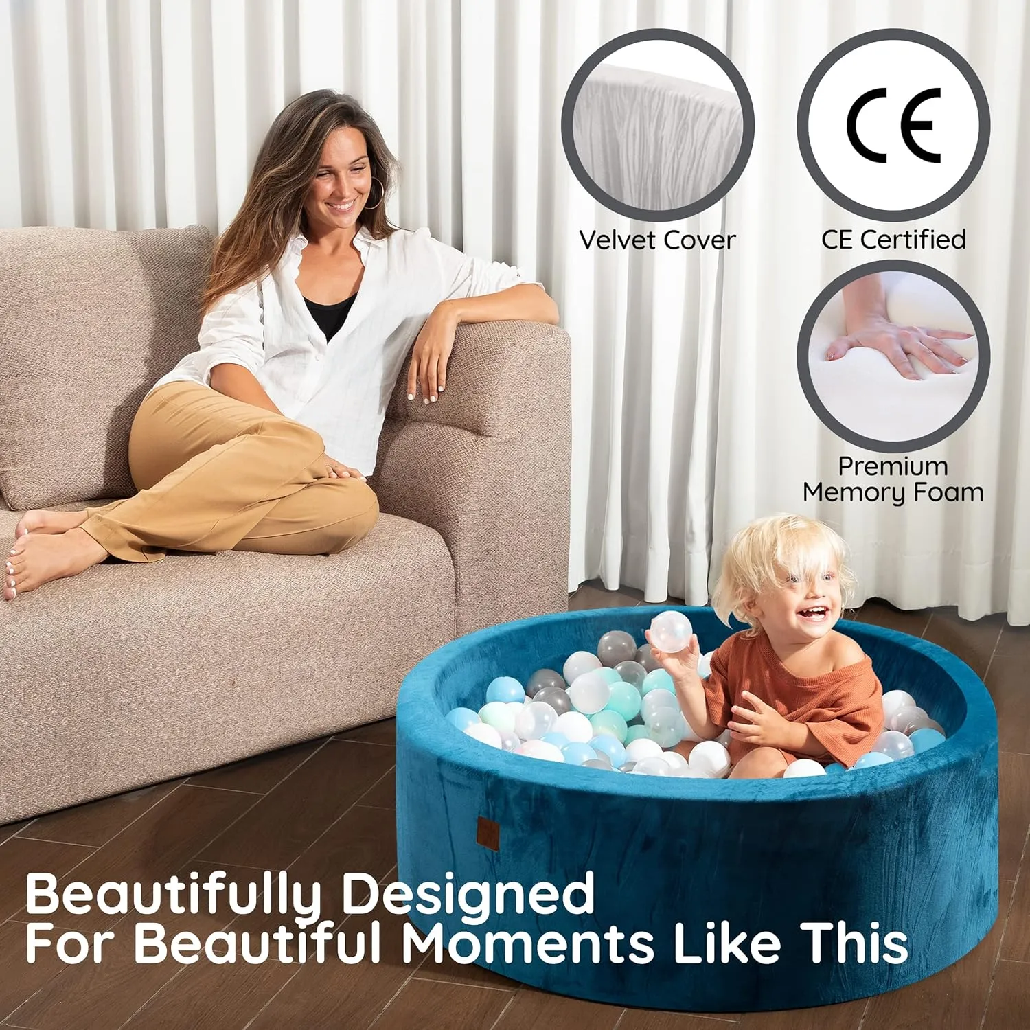 Fulton & Ivy Premium Baby and Toddler Ball Pit (35"x11.8") | Easy to Clean Memory Foam Ball Pit Made with Non-Toxic Materials | Durable Ball Pits for Toddlers 1-3 (Balls Not Included)