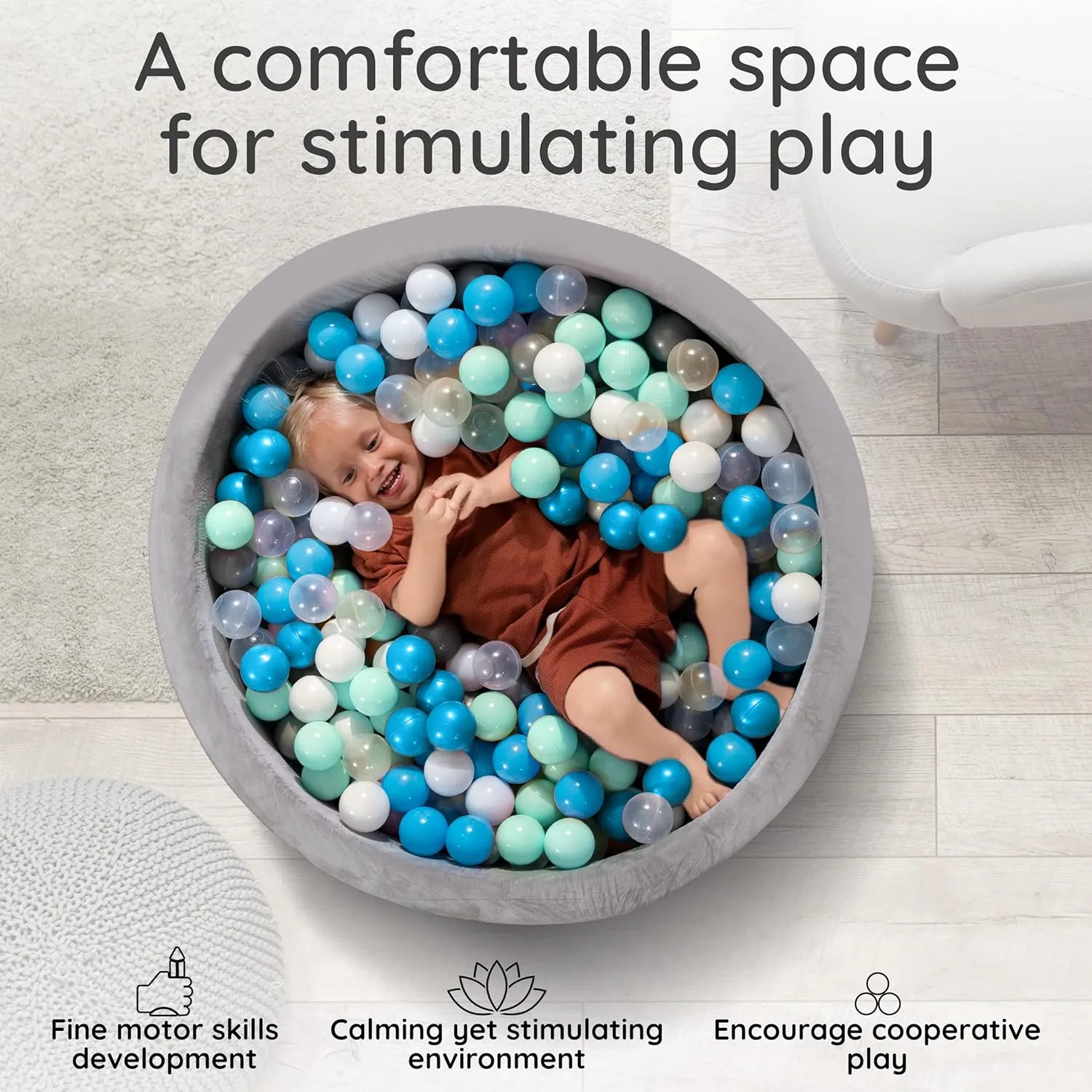 Fulton & Ivy Premium Baby and Toddler Ball Pit (35"x11.8") | Easy to Clean Memory Foam Ball Pit Made with Non-Toxic Materials | Durable Ball Pits for Toddlers 1-3 (Balls Not Included)