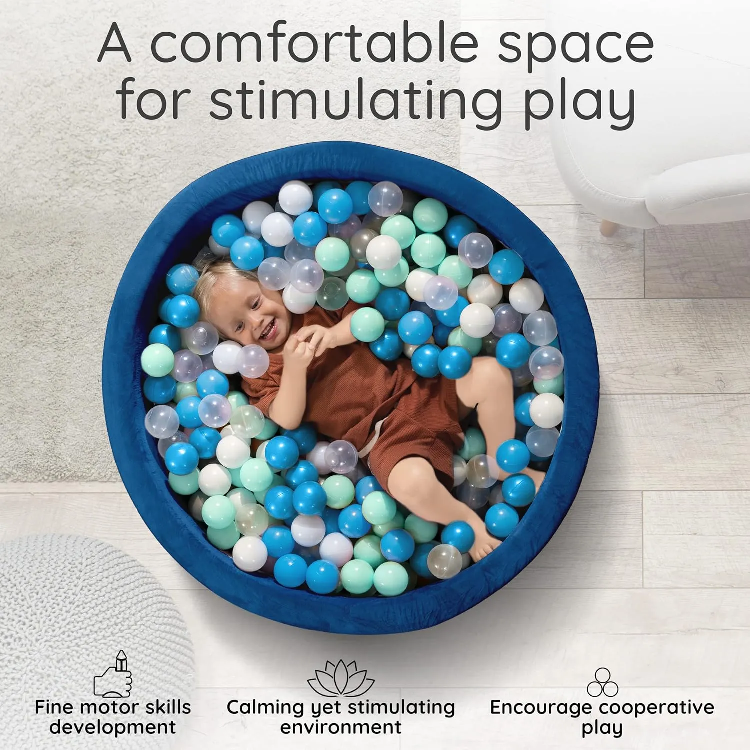 Fulton & Ivy Premium Baby and Toddler Ball Pit (35"x11.8") | Easy to Clean Memory Foam Ball Pit Made with Non-Toxic Materials | Durable Ball Pits for Toddlers 1-3 (Balls Not Included)