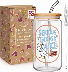 Funny Silly Goose Glass Cup Gift for Goose Lovers, Cute Silly Goose Juice Goose Cup, Birthday Gifts for Women, Daughter, Sister, Friends, Wife, Mom, BFF, Coworkers, Fun Gag Goose Handbag Animal Gift