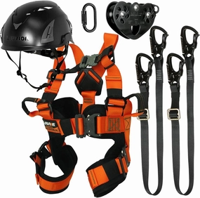 Fusion Climb Tactical Edition – Child Zip line Harness Adventure w/Dual Lanyard, Carabiner, Trolley, and Helmet for Outdoor Expanding, Zipline Belt Rappelling