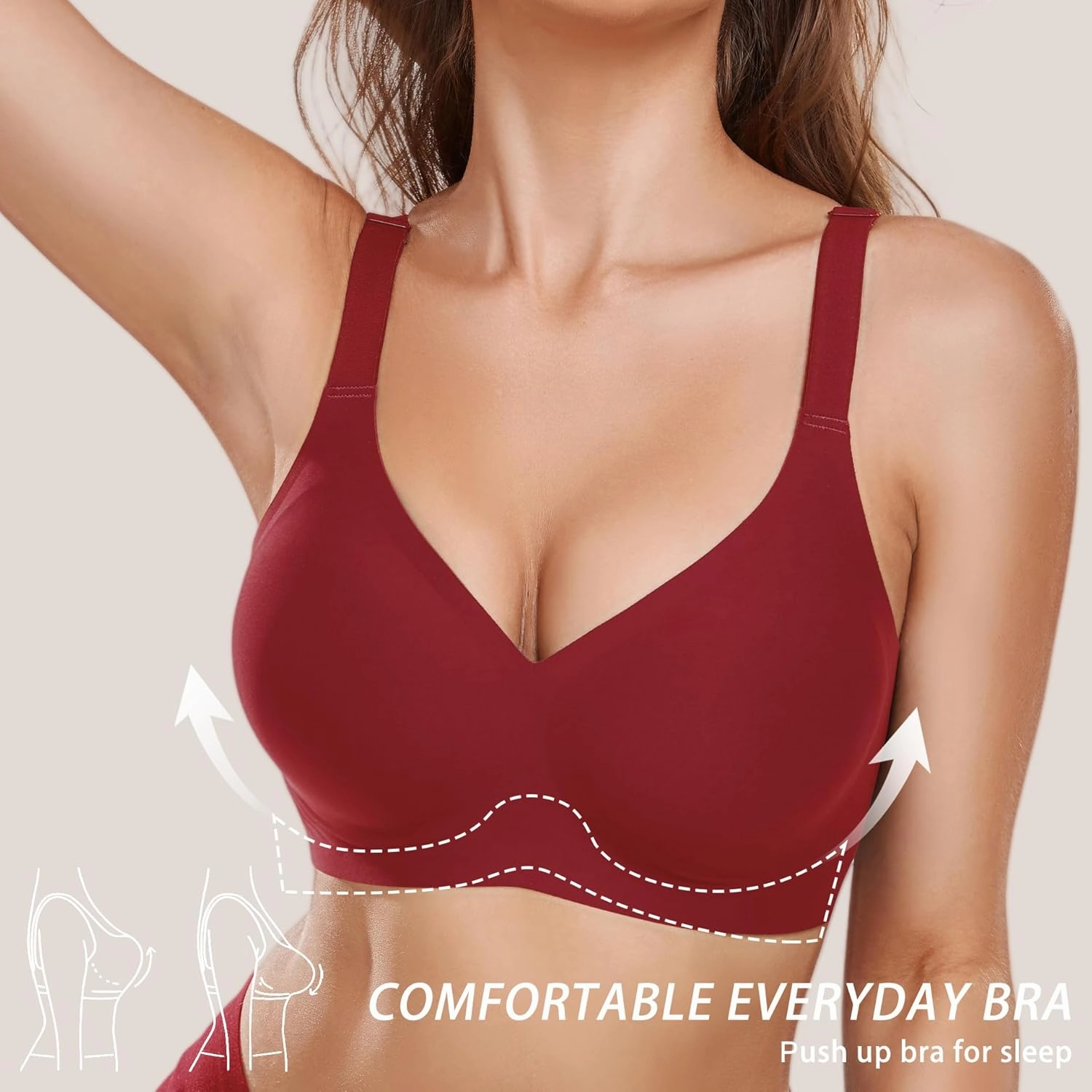 Gailife Smooth Wireless Bras for Women No Underwire Comfort Seamless Supportive Bra Raceback Push Up Bralettes Full Coverage