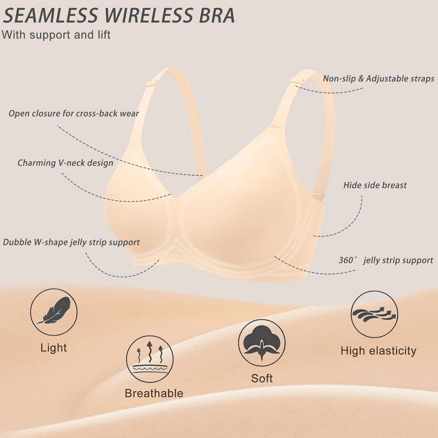 Gailife Smooth Wireless Bras for Women No Underwire Comfort Seamless Supportive Bra Raceback Push Up Bralettes Full Coverage