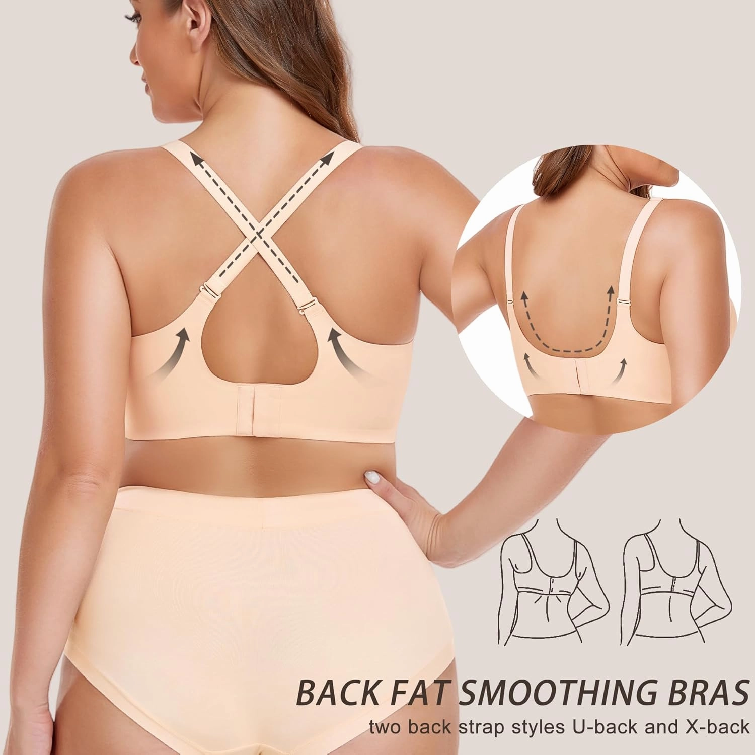 Gailife Smooth Wireless Bras for Women No Underwire Comfort Seamless Supportive Bra Raceback Push Up Bralettes Full Coverage