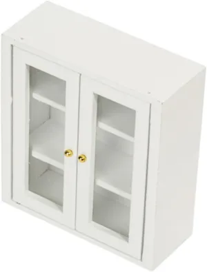 GALPADA 4pcs Miniature Scene Furniture Cabinet Mini Furniture Prop Mini Dollhouse Furniture Kitchen Tiny House Mini House Cabinet Windows Mini House Decoration Miniatures Door White Wooden