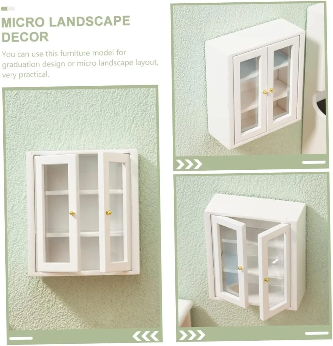 GALPADA 4pcs Miniature Scene Furniture Cabinet Mini Furniture Prop Mini Dollhouse Furniture Kitchen Tiny House Mini House Cabinet Windows Mini House Decoration Miniatures Door White Wooden
