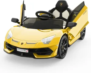 Garvee 12V Kids Electric Car with Remote Control, LED Lights & Sound System - Licensed Lamborghini Battery Powered Ride-On Toy for Boys & Girls