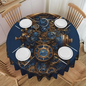 Gears Clock Bronze Century Print Tablecloths are Used for Kitchen Decoration in Restaurants, Picnics, and Indoor/Outdoor Dining