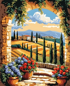 Generic Tuscany Landscape, Italy OD (2) - Van-Go Paint-by-Number Kit 40x50cm with Frame