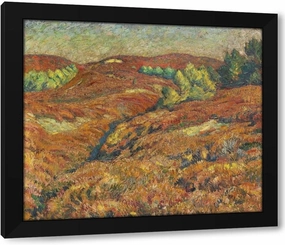 Georg Burmester 42x36 Huge Black Modern Framed Art Print Titled: Autumn in the Heath (1910)