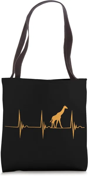 Giraffe Camelopard Heartbeat EKG Pulse Safari Zoo Ruminant Tote Bag