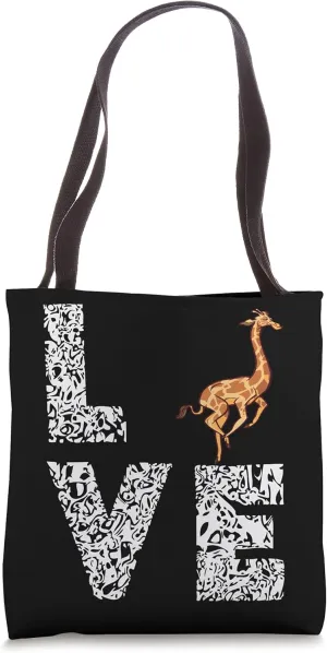 Giraffe Love Tallest Ruminant Camelopard Zoo Safari Animal Tote Bag