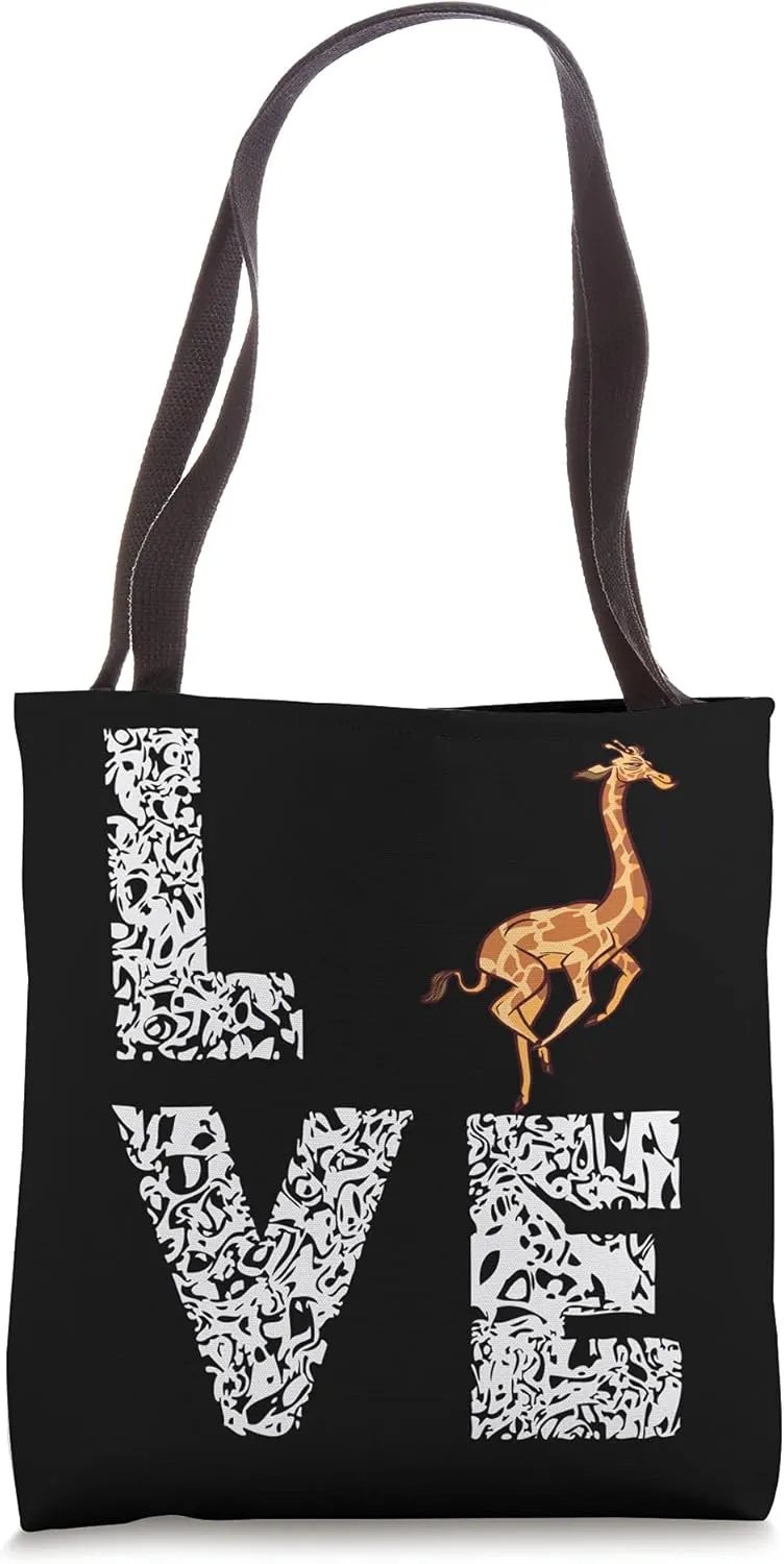 Giraffe Love Tallest Ruminant Camelopard Zoo Safari Animal Tote Bag