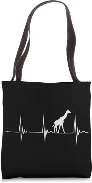 Giraffe Lover Heartbeat EKG Pulse Camelopard Ruminant Tote Bag