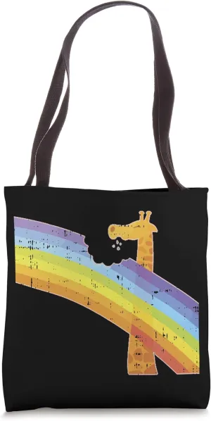 Giraffe Rainbow Bite Eating Cute Zoo Animals Christmas Gift Tote Bag