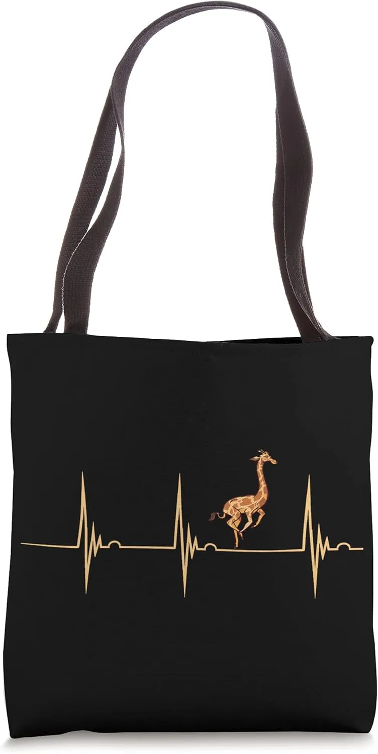 Giraffe Ruminant Camelopard Heartbeat EKG Pulse Mammal Lover Tote Bag
