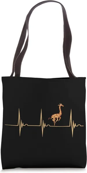 Giraffe Ruminant Camelopard Heartbeat EKG Pulse Mammal Lover Tote Bag