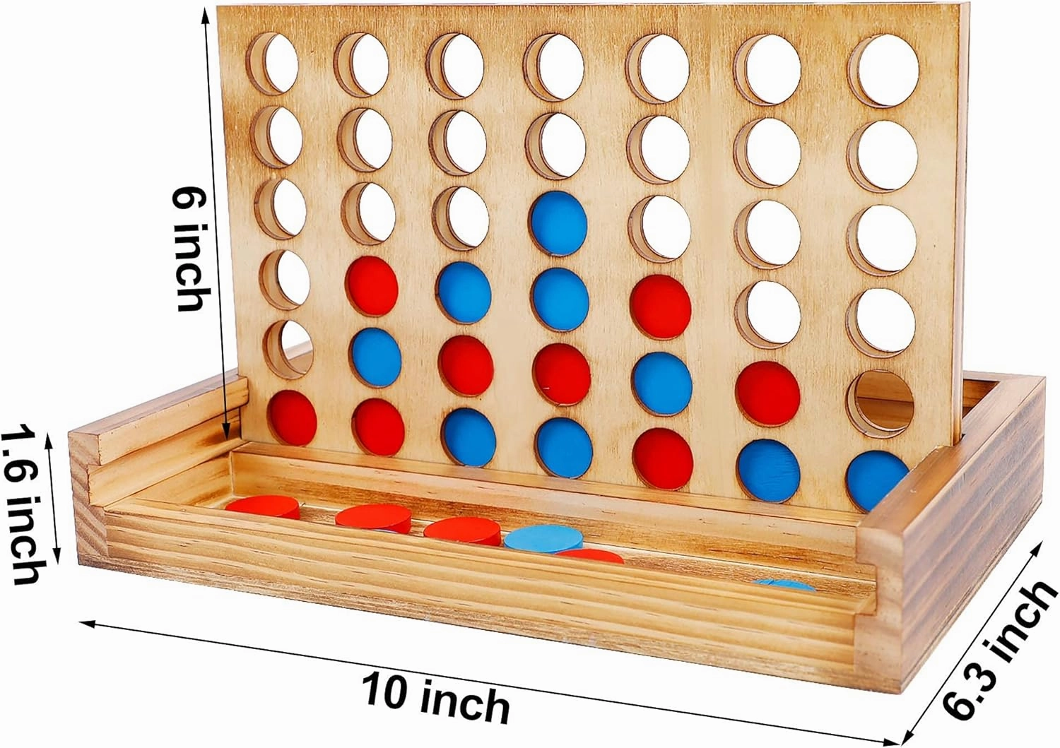 Glintoper Tic Tac Toe & 4 in a Row Table Games Set - Rustic Decor Wood Strategy Board Games for Families