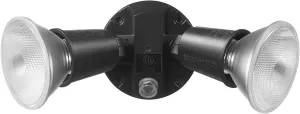 GLOBE Electric 240 W Twin Head Black Hardwired Automatic Dusk to Dawn Security Flood Light, Spotlight, Outdoor, Outside House Lights, 17000083